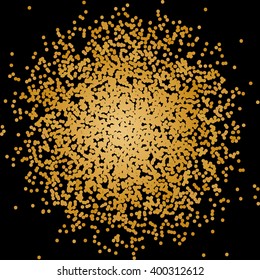 Scattering golden dots. Glittering texture background. Vector illustration.