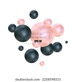 A scattering of pearls with a shadow. Beauty and fashion, style and design. Pink and black ball.