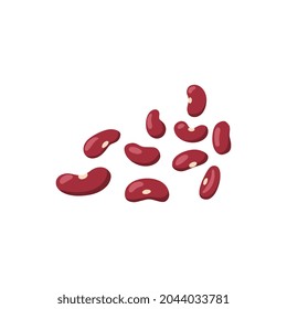 Scattering of red kidney beans grains or seeds, flat vector illustration isolated on white background. Vegetarian healthy organic beans of leguminous plants.