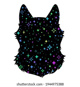 scattering of stars on a black silhouette of animal