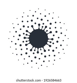 Bacterias virales dispersantes. El epicentro de la propagación de la enfermedad. Ilustración vectorial aislada en fondo blanco.