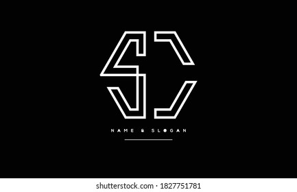 Monograma del logotipo de las letras abstractas SC, CS, S, C