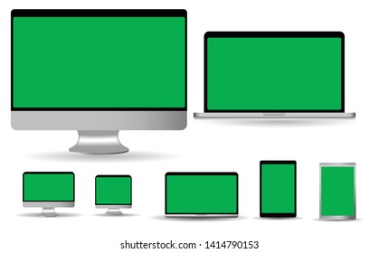 sceen computer With white and green