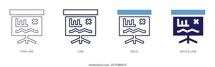 Scenario analysis icon in 4 different styles. Thin Line, Line, Bold, and Bold Line. Duotone style. Editable stroke.