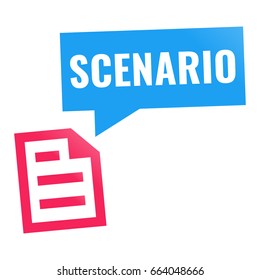 Scenario. Document icon. Flat vector illustration on white background.