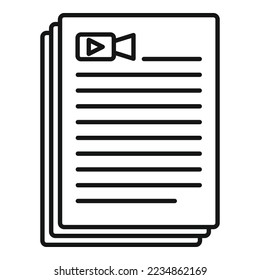 Scenario document icon outline vector. Film activity. Routine book