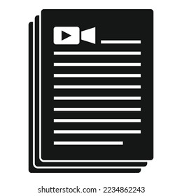 Scenario document icon simple vector. Film activity. Routine book