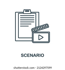 Scenario icon. Line element from video production collection. Linear Scenario icon sign for web design, infographics and more.