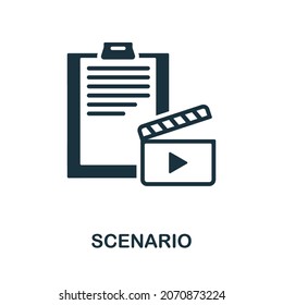 Scenario icon. Monochrome sign from video production collection. Creative Scenario icon illustration for web design, infographics and more