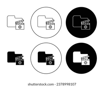 Scenario icon set in black. film analysis folder vector sign. movie story folder symbol for Ui designs.