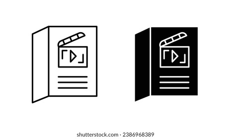 Scenario line icon set in black for UI designs.