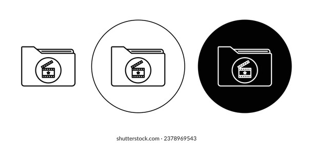 Scenario thin line icon set. film analysis folder vector symbol. movie story folder sign in black and white color