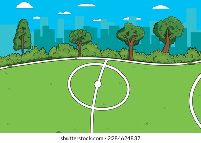 scenario Vector drawing of a soccer sports field