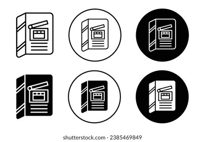 Scenario vector illustration set. Film analysis folder icon. Movie story folder sign for UI designs. Suitable for apps and websites.