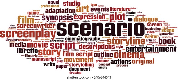 Scenario word cloud concept. Collage made of words about scenario. Vector illustration