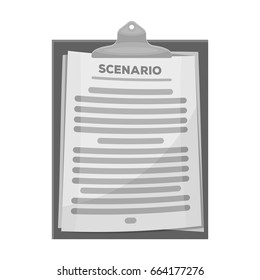 Scenario.Making movie single icon in monochrome style vector symbol stock illustration web.