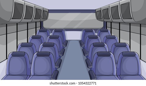 Scene in airplane with blue seats illustration