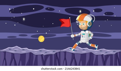 Scene with astronaut in space illustration