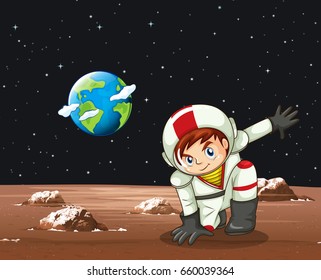 Scene with astronaut in space  illustration
