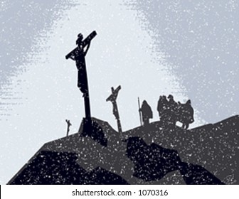 The scene atop Calvary in Israel 2000 years ago on good Friday.