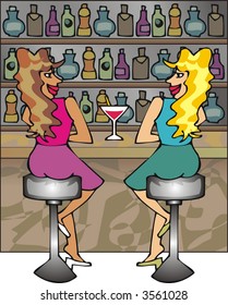 scene of a bar with two girls