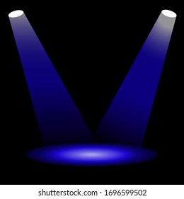 The scene in blue is illuminated by two spotlights from above.