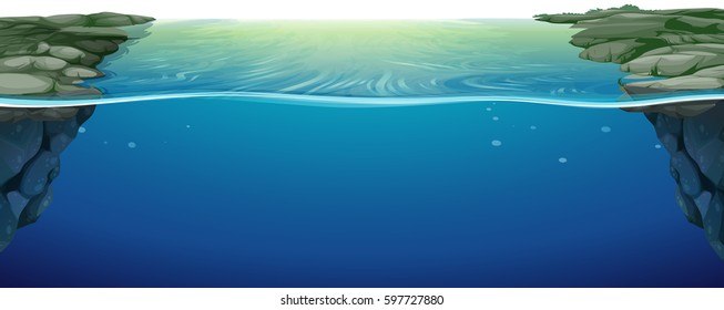 Escena con ilustración del río azul