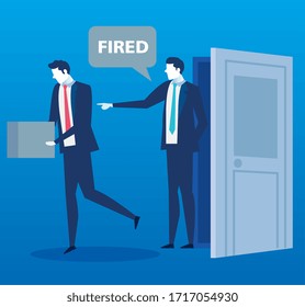 scene of boss saying you are fired employee vector illustration design