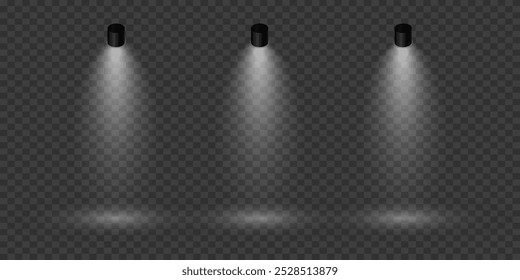 Cena com luz branca brilhante. Efeito de luz e pódio em destaque. Ilustração vetorial