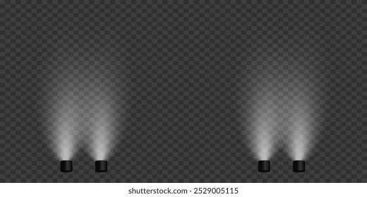 Szene mit hellweißem Licht. Spotlight-Effekt von Licht und Podium. Vektorgrafik