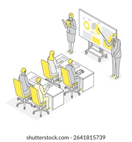 Scene of business proposal and presentation in meeting room