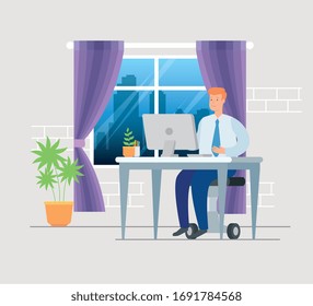 Szene von Geschäftsleuten, die zu Hause Vektorillustration Illustration Design