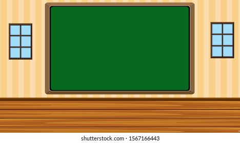 Scene with chalkboard in the room illustration