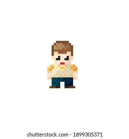 Scene character pixel art. Vector illustration.