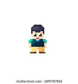 Scene character pixel art. Vector illustration.