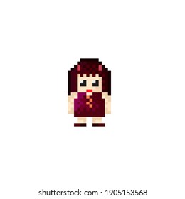 Scene character pixel art. Vector illustration.