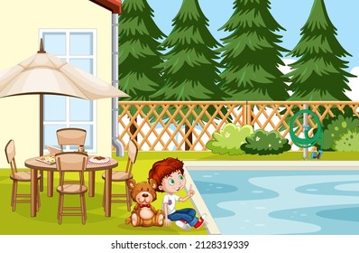 Scene with children in the park illustration