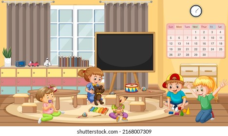Szene mit Kindern, die in Klassengrafik spielen