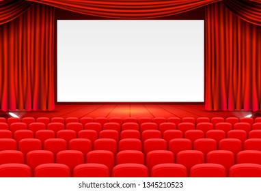 Scene cinema background art, Performance on stage . Vector illustration