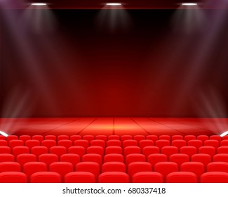Scene cinema background art, Performance on stage. Vector illustration