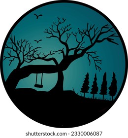 a scene in a circle that looks simple and elegant which is perfect for hanging on the wall and making on t-shirts