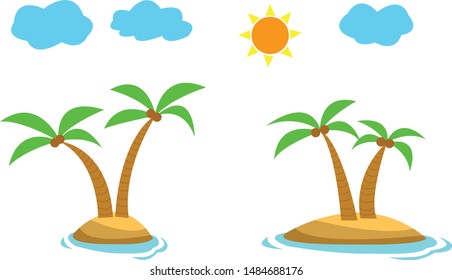 Scene with coconut trees on the beach Illustration