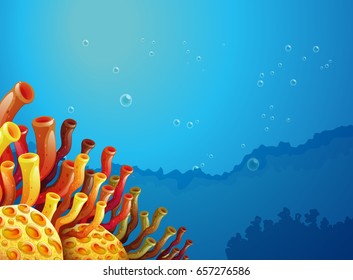 Scene with coral reef under the ocean illustration