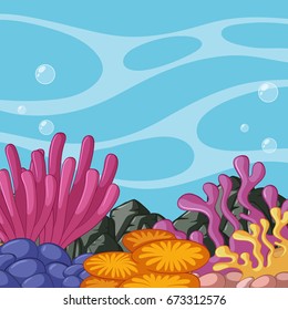 Scene with coral reef underwater illustration