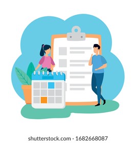 escena de trabajo con pareja en el diseño de ilustraciones vectoriales en el lugar de trabajo