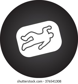 Scene of the crime dead body simple icon on colorful round background