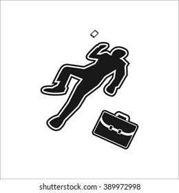 Scene of the crime dead body simple icon on white   background