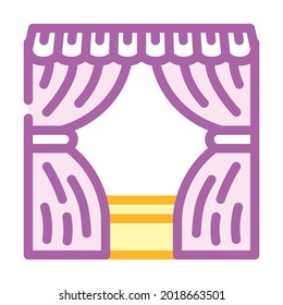 scene with curtains color icon vector. scene with curtains sign. isolated symbol illustration
