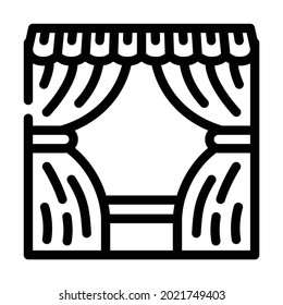 scene with curtains line icon vector. scene with curtains sign. isolated contour symbol black illustration