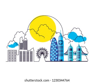 scene day with cityscape icon